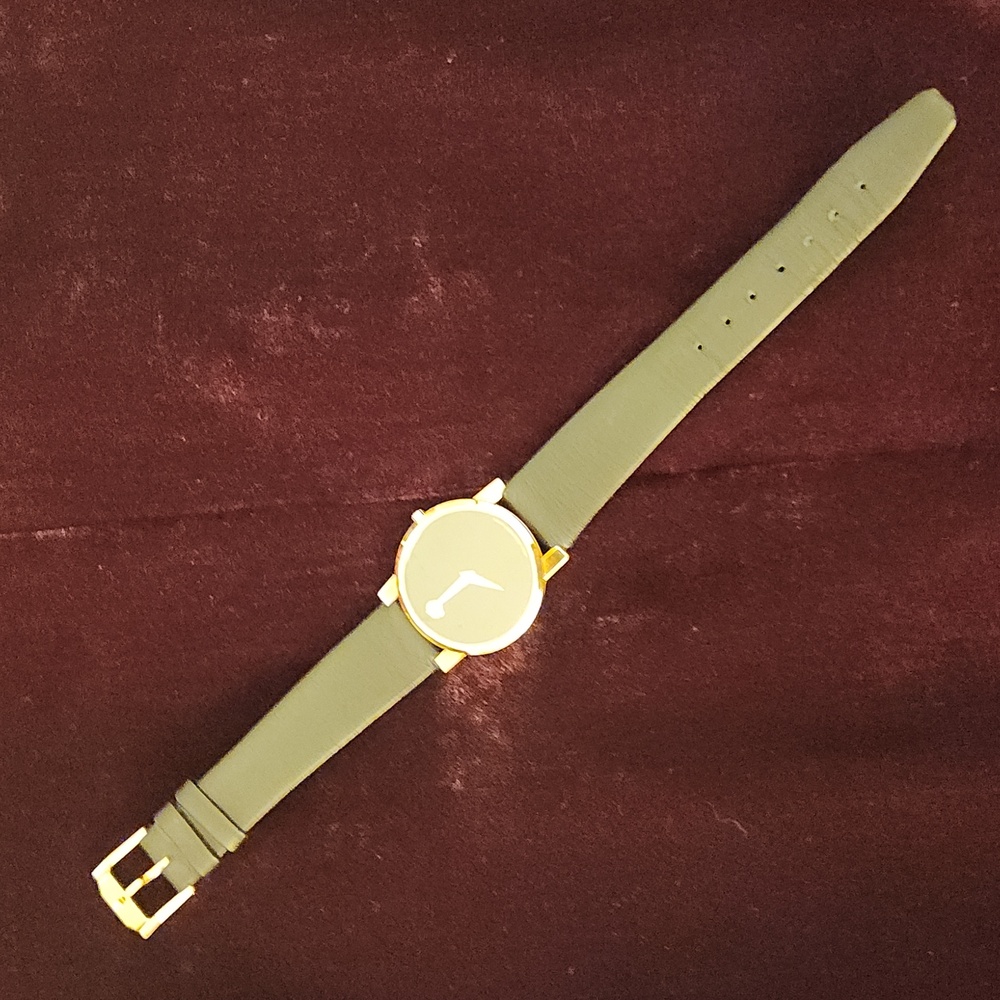 Movado Black Leather Women's Watch With Gold Trim